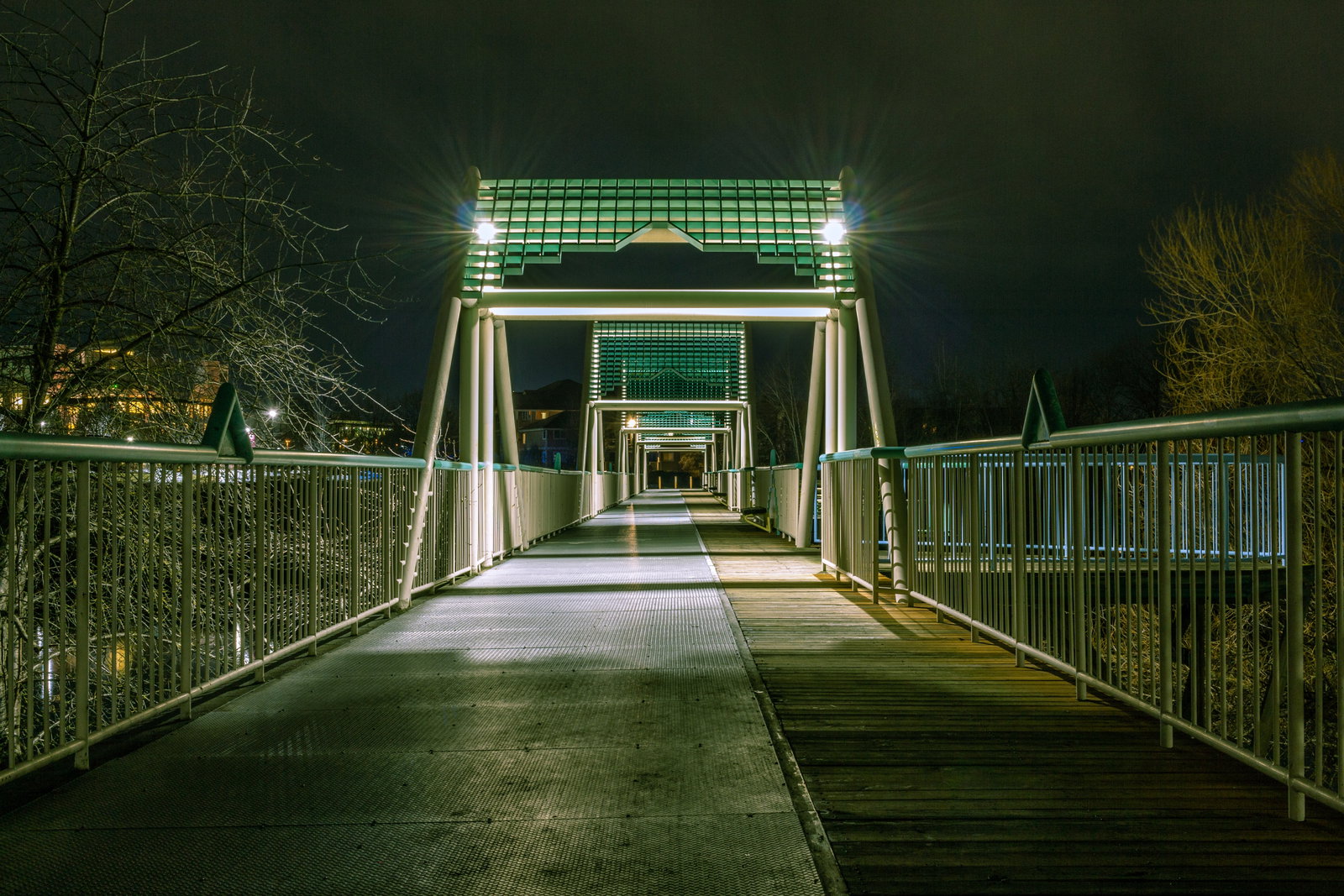 centennial trail bridge night